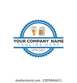 Mug of beer logo design template. Beer label. Vector illustration