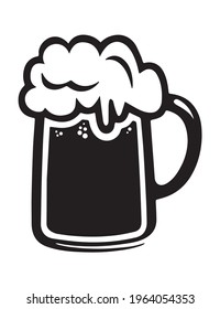 una taza de cerveza. logotipo. Ilustración simple en blanco y negro. alcohol. beber. para abrir el Navegador. un vaso de cerveza. para abrir el Navegador. verano. icono