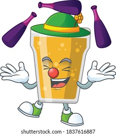 Mug of beer mascot cartoon design playing Juggling on circus. Vector illustration