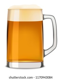 Mug of beer mockup. Realistic illustration of mug of beer vector mockup for web design isolated on white background