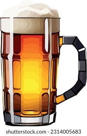 Mug of beer multicolor vector illustration isolated on white background