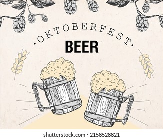 mug of beer. Oktoberfest banner