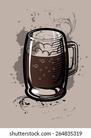 Mug of beer on the grunge background 