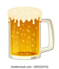 Mug of beer on a white background