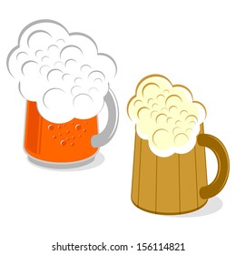 Mug of beer on a white background. Two options. 