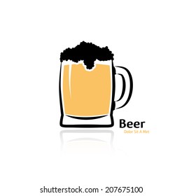 mug of beer on white background. vector