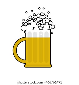 Mug of beer on white background. Large cup for alcoholic beverage with foam