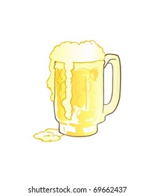 Mug of Beer with Overflowing Foam