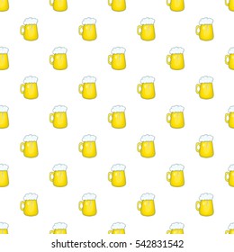Mug of beer pattern. Cartoon illustration of mug of beer vector pattern for web