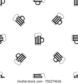 Mug with beer pattern repeat seamless in black color for any design. Vector geometric illustration