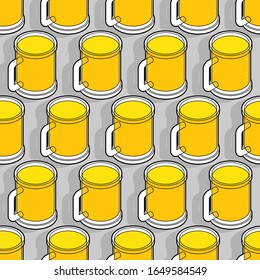 Mug of beer pattern seamless. alcohol background. vector texture