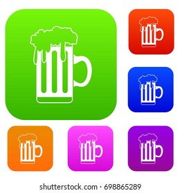 Mug with beer set icon in different colors isolated vector illustration. Premium collection