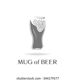 Mug of beer simple template vector isolated illustration.