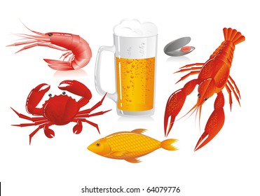 Mug of beer and snack to beer - seafood