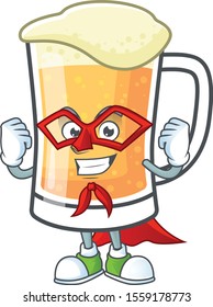 Mug of beer in a super hero character