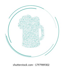 The mug beer symbol filled with teal dots. Vector illustration on white background