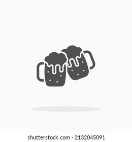Mug Beer toast glyph icon. Can be used for digital product, presentation, print design and more.