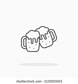 Mug Beer toast line icon. Editable stroke and pixel perfect. Can be used for digital product, presentation, print design and more.