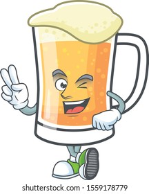 Mug of beer in a two finger character