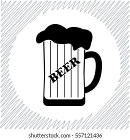Mug of beer vector icon - black  illustration