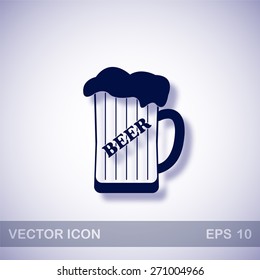Mug of beer vector icon - dark blue illustration with blue shadow