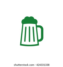 Mug of beer. Vector icon green
