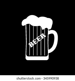 mug of beer vector icon isolated on black