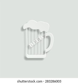 mug of beer vector icon - paper illustration