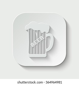 mug of beer vector icon - paper illustration