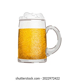 Mug with beer, vector illustration. Glass goblet with beer on a white background 