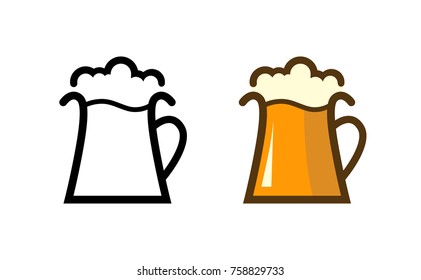 Mug of Beer - Vector Set of Flat icons.