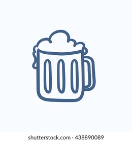 Mug of beer vector sketch icon isolated on background. Hand drawn Mug of beer icon. Mug of beer sketch icon for infographic, website or app.