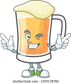 Mug of beer in a wink character