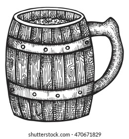 mug with beer wooden drawing