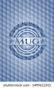 Mug blue polygonal emblem. Vector Illustration. Detailed.