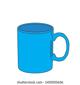 mug, blue, vector illustration, white background
