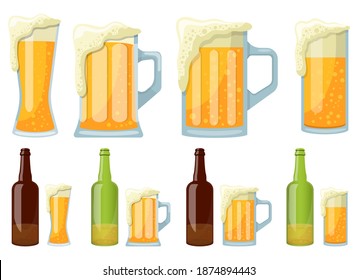 Mug and bottle of beer vector design illustration isolated on white background