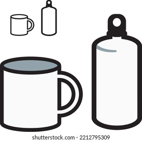 mug and bottle, Icon vector