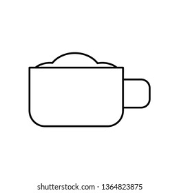 Mug with cappuccino. Coffee cup linear and full pictogram