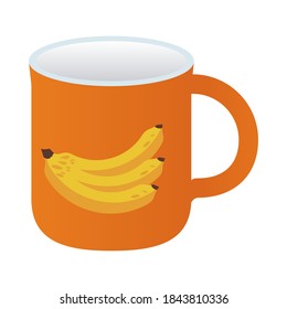 mug ceramic mockup with bananas healthy food vector illustration design