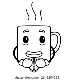 mug character illustration hand drawn outline vector
