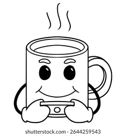 mug character illustration hand drawn outline vector