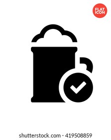 Mug check Icon Flat Style Isolated Vector Illustration