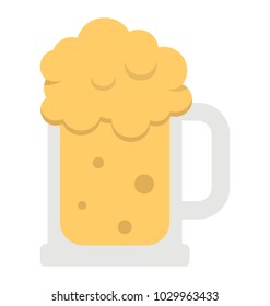 
A mug of chilled alcohol, beer mug flat icon
