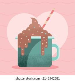 mug with chocolate and straw