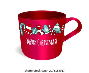 Mug with Christmas Design Template Layout Is Ready For Your Design. Vector EPS 10