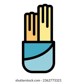 Mug churro icon outline vector. Chocolate food Mexican food color flat