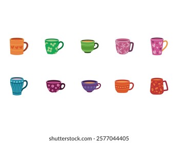 Mug Clipart Design Element Set