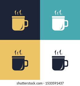 Mug Of Cocoa Coffee Tea Four Color Minimalist Icon Logo Set in Elegant Color