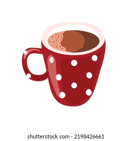 Mug with cocoa. Element for print, postcard and poster isolate on white
background. Vector illustration